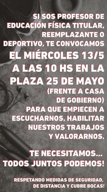 La convocatorio de los profesores de Educación Física.