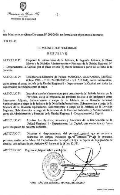 La resoluci&oacute;n del Ministerio de Seguridad para intervenir URI