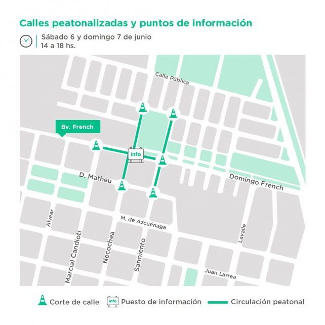 Cortes de calle y puestos de información sobre avenida French. 