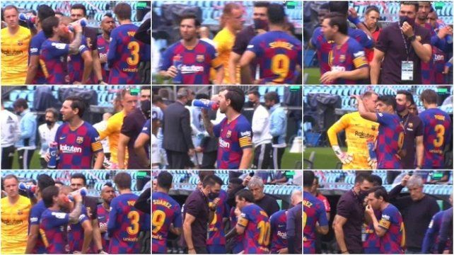 El momento en que Messi ignora a Sarabia, ayudante de campo de Quique Seti&eacute;n.