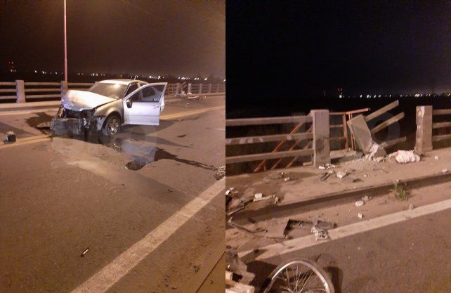 Rescataron a un ciclista que cayó al río Salado por un choque en el puente carretero