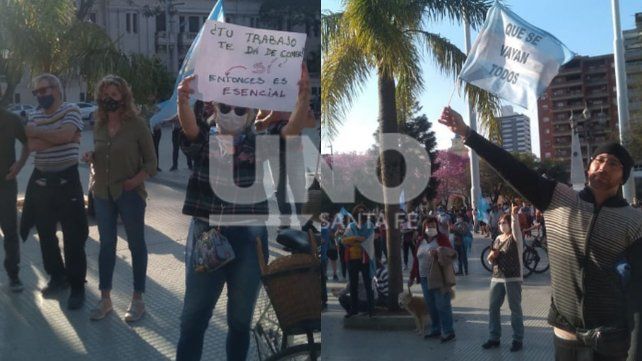13S. Cientos de santafesinos llegaron en veh&iacute;culos a la plaza 25 de Mayo para manifestarse.
