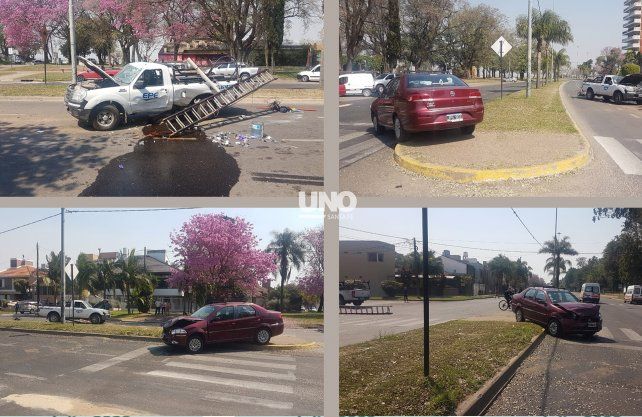 Fuerte choque entre un auto y un camioneta de la EPE