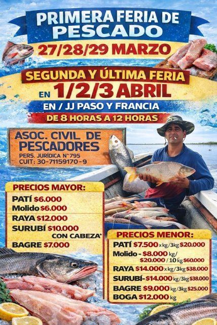 La lista de la mercadería y el precio con el que se lo venderá al público en esta oportunidad