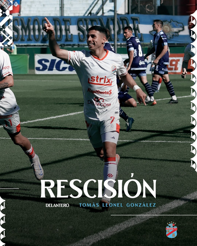 Arsenal comunicó la rescisión de Tomás González, que debe volver a Unión.