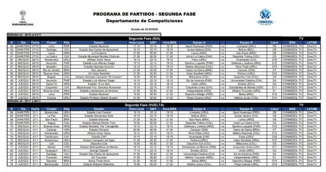 La Conmebol dio a conocer los días y horarios de las llaves de la 2ª fase de la Copa Sudamericana, donde estará el duelo entre Unión y Emelec.