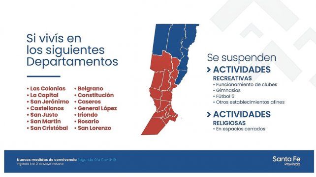Los departamentos en dónde se dictaron nuevas restricciones 