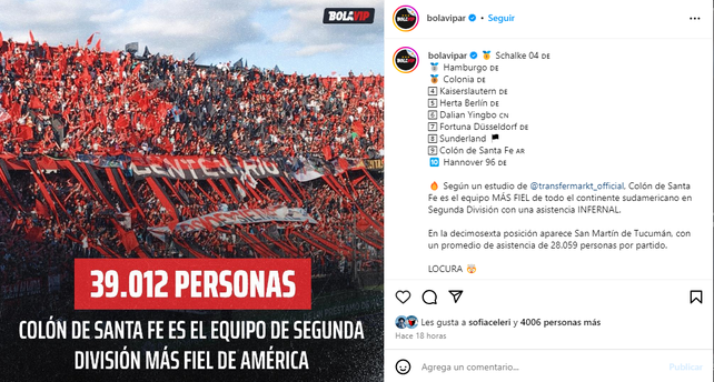 Col&oacute;n, con la hinchada M&aacute;s Fiel de Sudam&eacute;rica en segunda divisi&oacute;n.