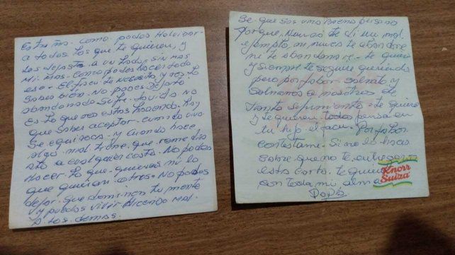 Las notas que el padre de María Eugenia tiraba en la casa donde estaba retenida. Nunca llegaron a sus manos, la víctima las en encontró muchos años después.