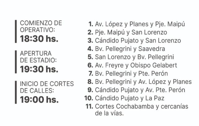 Ac&aacute;, los cortes de tr&aacute;nsito para el partido entre Uni&oacute;n y Belgrano.