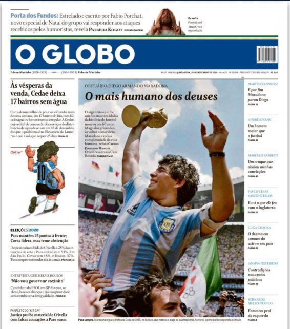 En Brasil, Diego Maradona fue tapa de los diarios.&nbsp;