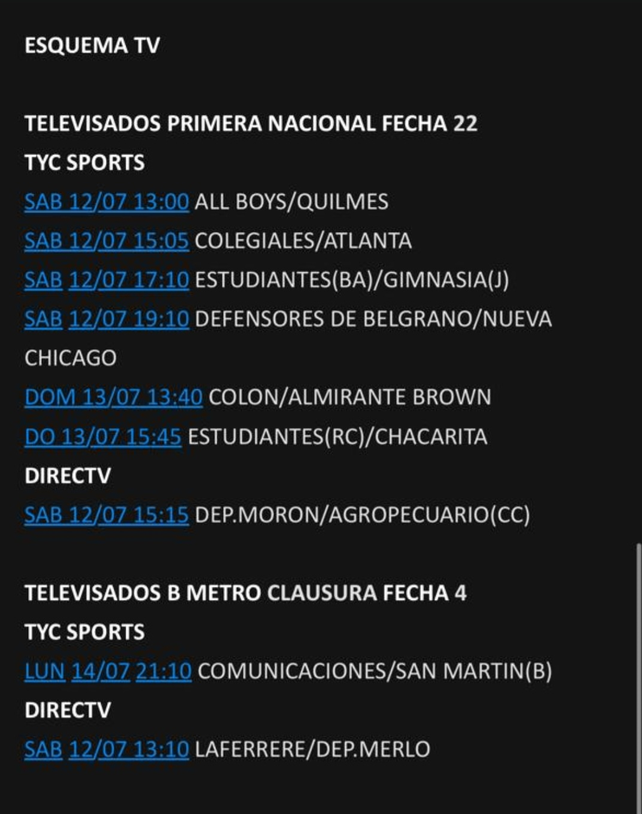 Col&oacute;n figura en la lista de televisados de la fecha 22.