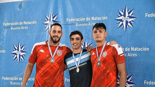&nbsp;El podio de los 200 metros libre, con el santafesino Gabriel Morelli, el matancero Juan Carrocia y el cordob&eacute;s de Morteros Dante Nicola.