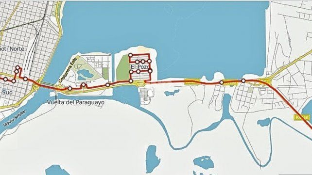 Parte del recorrido del colectivo de la Línea 2.