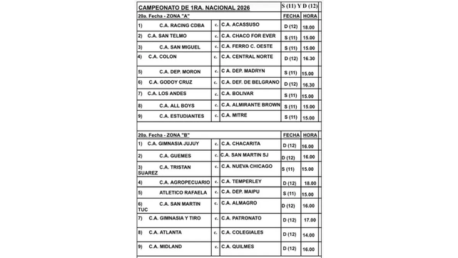 Colón ya tiene el cronograma de la fecha 20. Colón ya tiene el cronograma de la fecha 20.