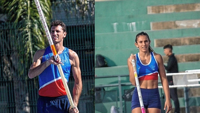 Germán Chiaraviglio y Luciana Gómez Iriondo consiguieron medalla de oro en la prueba de salto con garrocha.