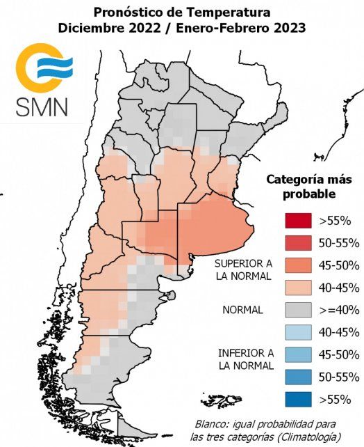 Pronóstico Temperaturas SMN verano 