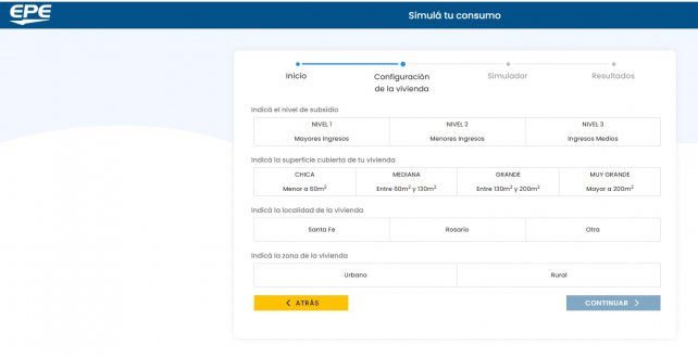 La web de la EPE para realizar la simulación de consumo
