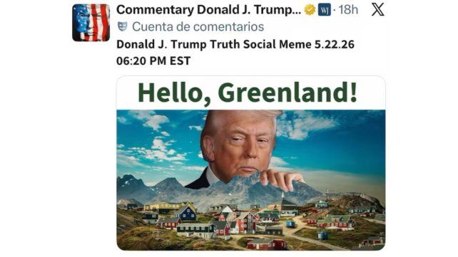 Trump utilizó su cuenta personal de Truth Social para difundir la fotografía acompañada del texto: "'¡Hola, Groenlandia!". Trump utilizó su cuenta personal de Truth Social para difundir la fotografía acompañada del texto: "'¡Hola, Groenlandia!".