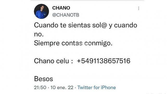 Chano compartió el número de celular exclusivo para hablar con él.