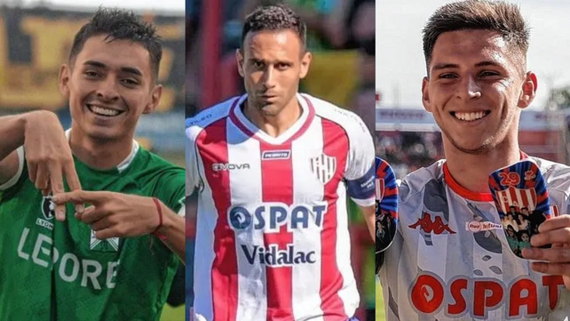 De izquierda a derecha, Pablo Palacios, Claudio Corvalán y Daniel Juárez, tres de los futbolistas que entrenan apartados del plantel profesional de Unión en el inicio de la pretemporada.