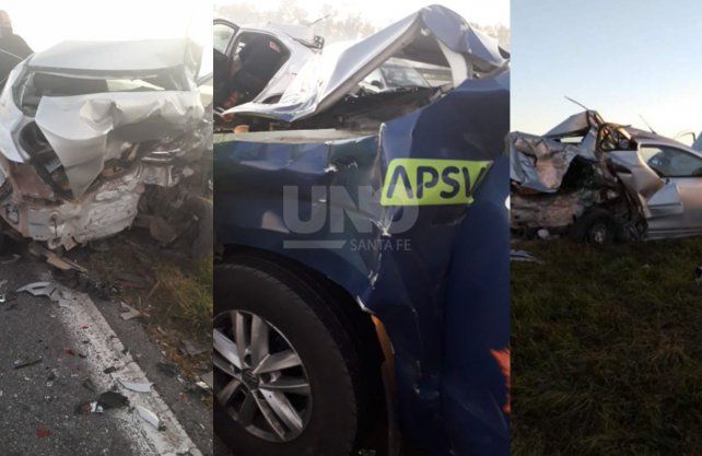 Accidentes en la autopista Santa Fe - Rosario durante la mañana del último sábado, a los que asistió el 107.