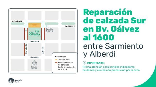Así serán los cortes y desvíos en inmediaciones de la plaza Pueyrredón 