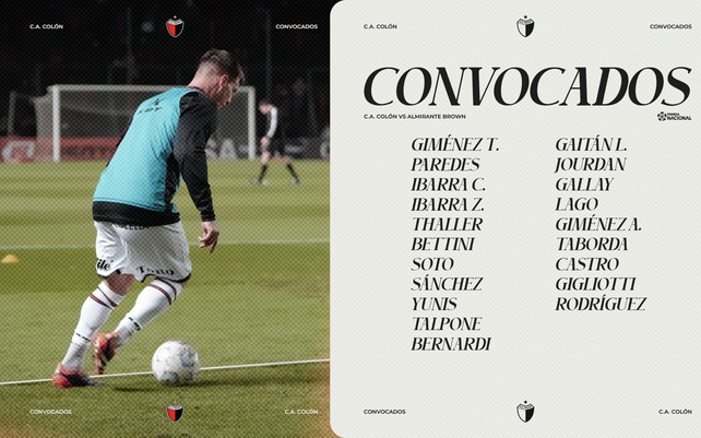 Con Pulga, pero sin Ortiz y Marcos Díaz, Colón tiene sus convocados.