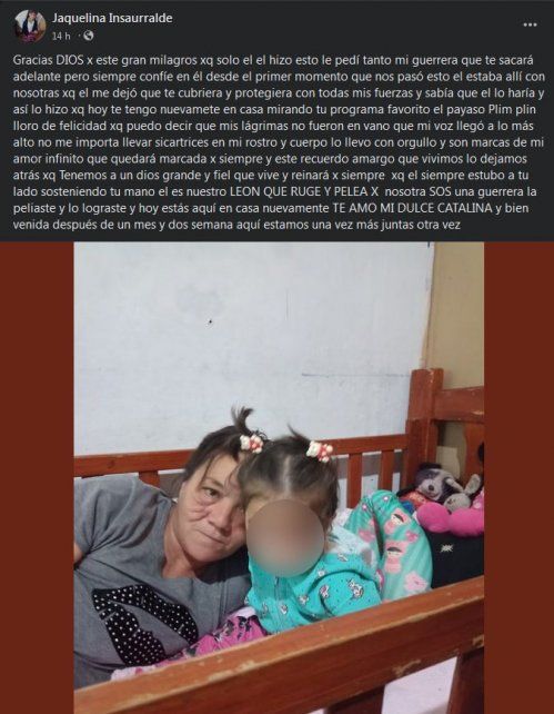 El posteo de la beba atacada por los pitbull en Santa Rosa de Lima