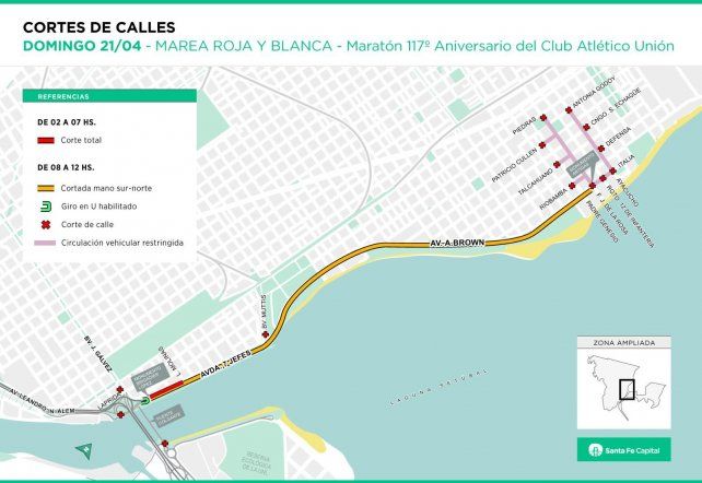 Cortes de calles previstas por la maratón del Club Unión