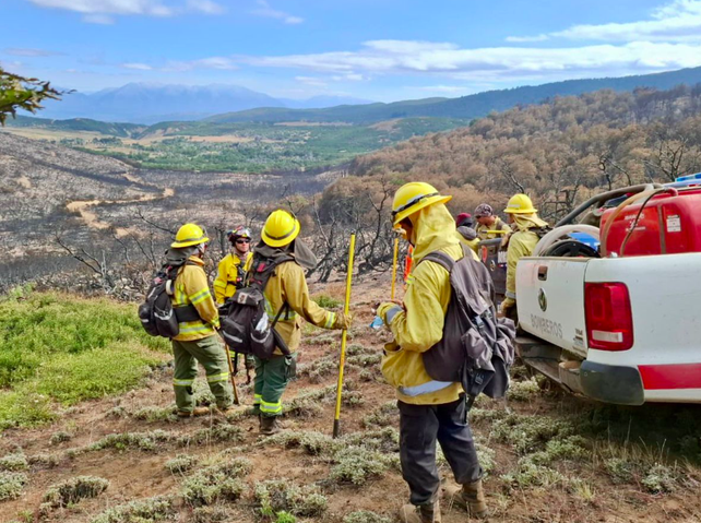 Brigadistas santafesinos le hacen frente a los incendios forestales en Chubut con ataque directo y tareas de contención