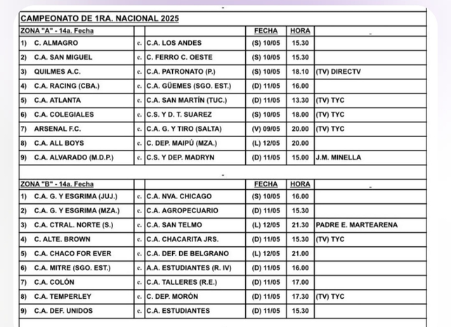 Colón, fuera de los televisados en la fecha 14 de la Primera Nacional.