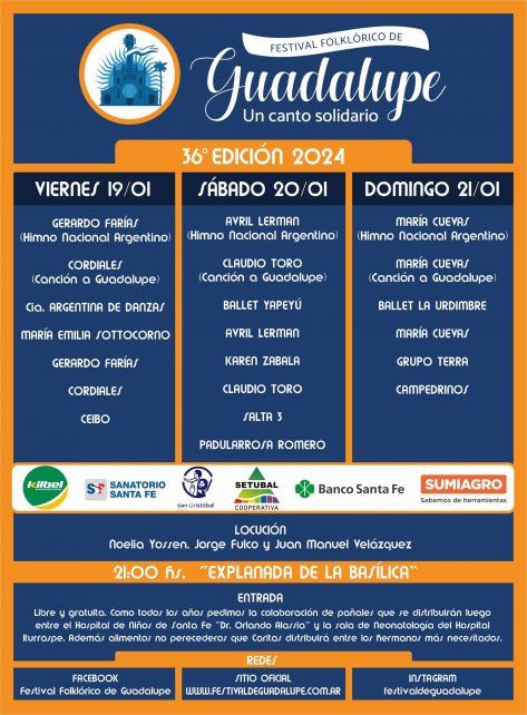 La grilla completa del Festival Folklórico de Guadalupe La grilla completa del Festival Folklórico de Guadalupe