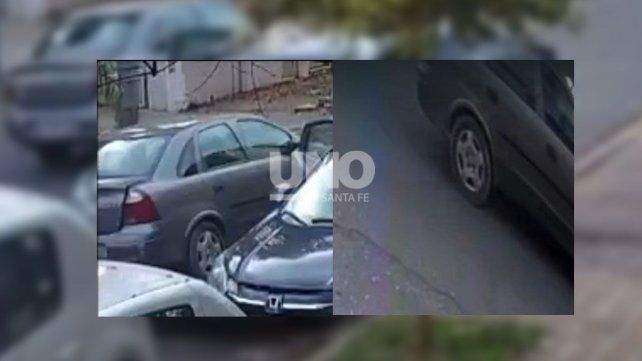 Detalles. Una marca en el baúl del auto y las llantas características del vehículo marca Chevrolet, modelo Corsa