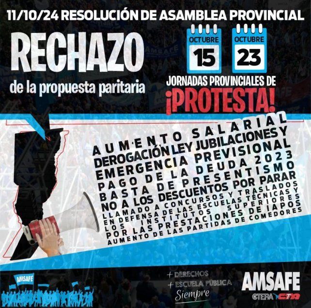 Jornada de protesta en rechazo a la propuesta paritaria del gobierno provincial 