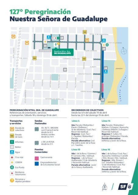 Cortes y desvíos por 127º peregrinación de Guadalupe