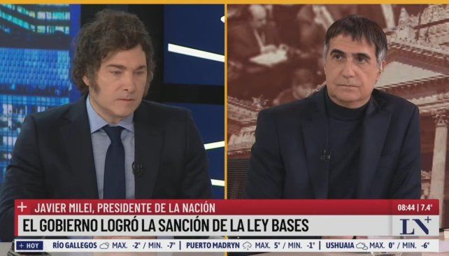 Milei en diálogo con La Nación Más, durante la mañana del viernes. 