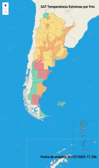 El Servicio Meteorológico Nacional (SMN) renovó para este miércoles sus alertas por temperaturas extremas