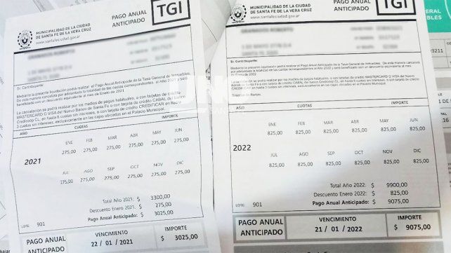 De enero de 2021 a enero de 2022 hubo boletas de la TGI que registraron un aumento del 200 por ciento.