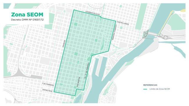 La zona en donde se extiende el estacionamiento medido