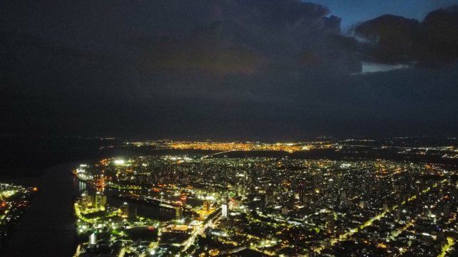 Vista aérea de la tormenta con el dron de UNO Santa Fe.