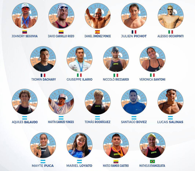 Los 18 participantes de la competencia de aguas abiertas más linda del mundo.
