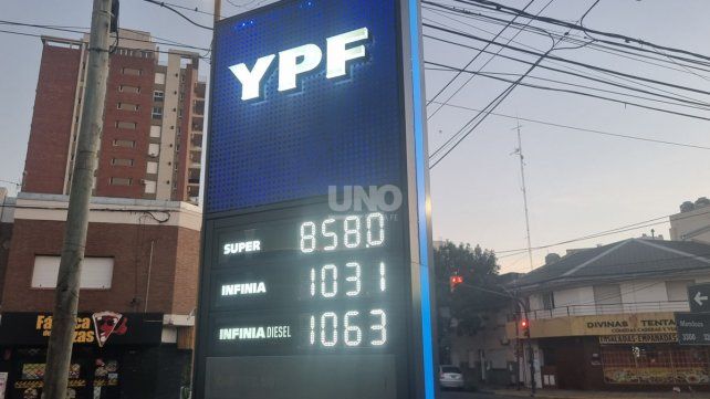 Precios de YPF tras el descongelamiento impositivo que rigen en Santa Fe desde el 1 de febrero. 