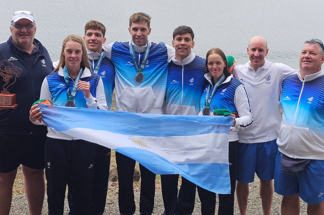 La selecci&oacute;n Argentina de aguas abiertas absoluto que compiti&oacute; en el Sudamericano realizado en Colombia.