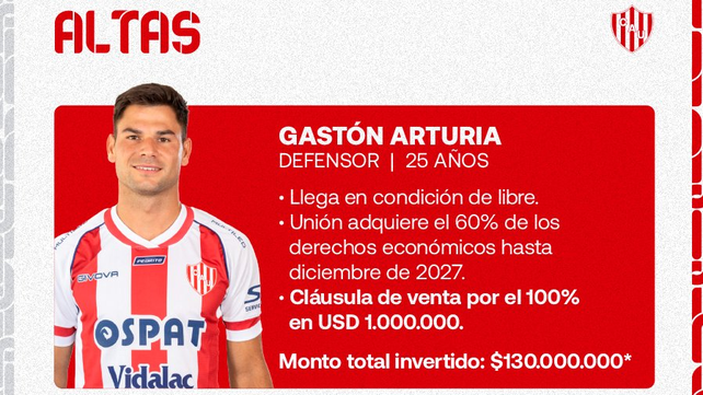 Una inversi&oacute;n por Arturia que viene siendo muy cara para Uni&oacute;n.