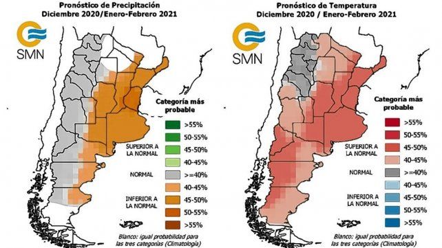 EL pronóstico trimestral del SMN para diciembre, enero y febrero.