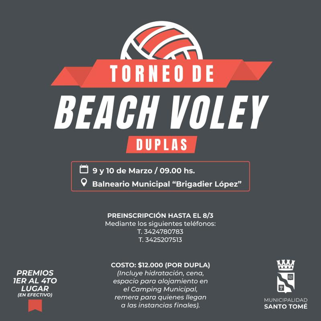 Santo Tomé será escenario de un torneo de beach vóley.