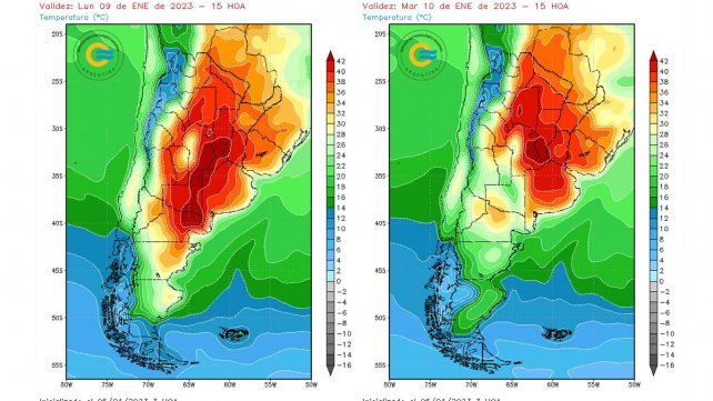 Temperaturas lunes 9 y martes 10 enero