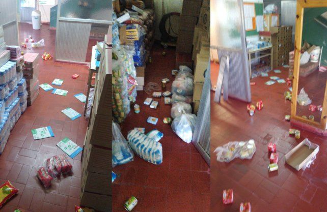 Los destrozos que los delincuentes realizaron esta semana durante los robos en la escuela. 