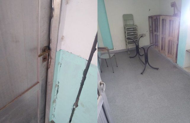 Los destrozos que los delincuentes realizaron esta semana durante los robos en la escuela. 